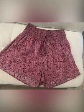 Women’s Smocked Waist Pink Polka Dot Shorts